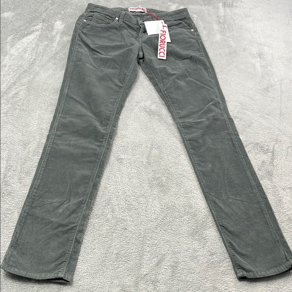 NEW Fiorucci 28,‎ 6 Charcoal Corduroy Push Up Jeans Low Rise Pants Angel Patch